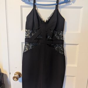 Bebe Black Dress with Lace Accents